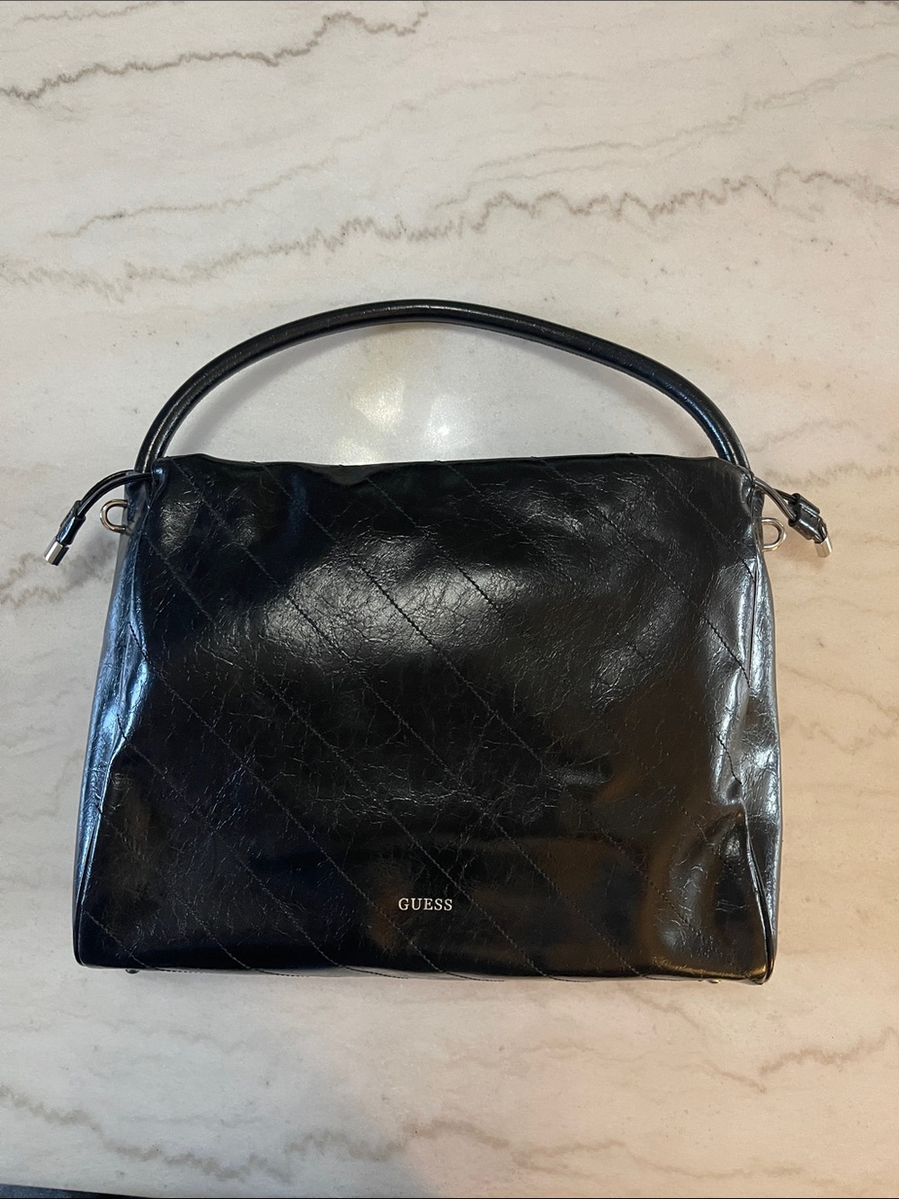 Guess Black Quilted Top-Handle Shoulder Bag